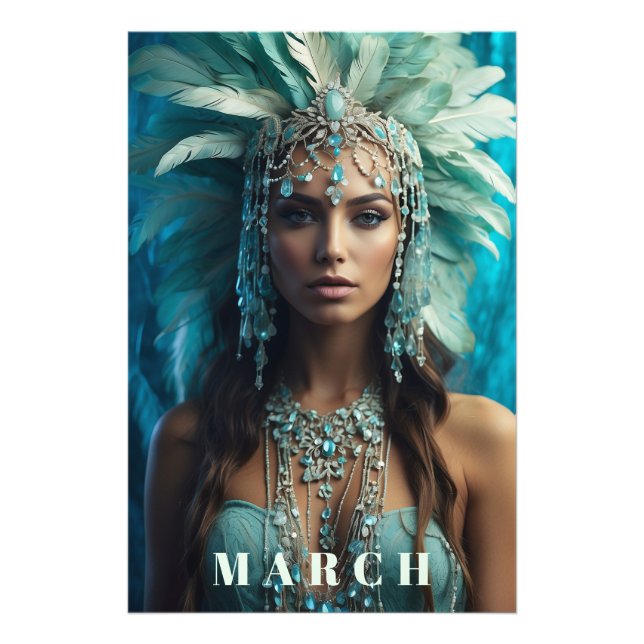 *~* Boho MARCH  AP53  AQUAMARINE Headdress Photo Print (Front)