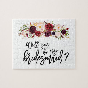 Boho Marsala Floral   Bridesmaid Proposal Puzzle