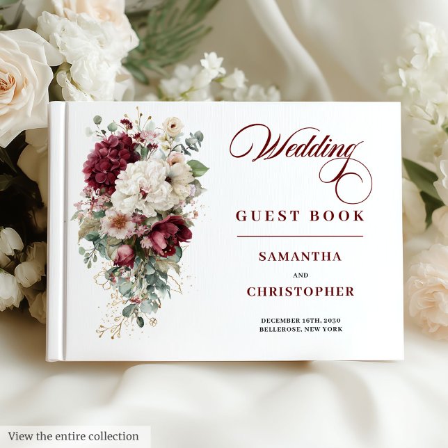 Boho marsala white gold roses wedding guest book (Boho marsala white gold roses wedding guest book

)