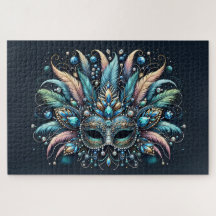 Boho Masquerade Feather Jewel Mask