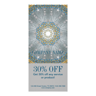 boho massage therapist Yoga silver blue mandala Rack Card