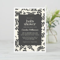 Boho Matisse Botanical Black White Baby Shower 