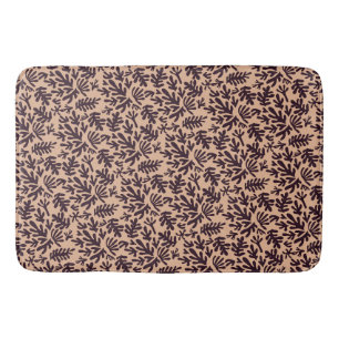Boho Matisse Botanical Shapes Pattern Beige Black Bath Mat