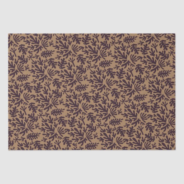 Boho Matisse Botanical Shapes Pattern Black Gold Tissue Paper (Front)