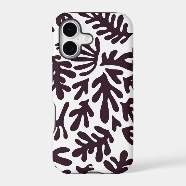 Boho Matisse Botanical Shapes Pattern Black Gray (Back)
