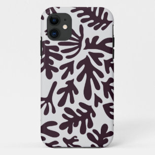 Boho Matisse Botanical Shapes Pattern Black Gray iPhone 11 Case