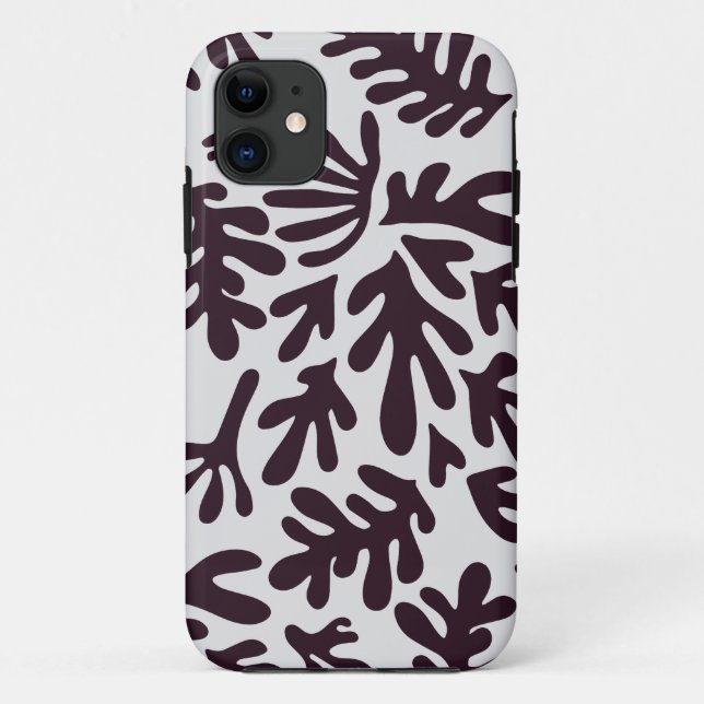 Boho Matisse Botanical Shapes Pattern Black Gray Case-Mate iPhone Case (Back)