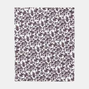 Boho Matisse Botanical Shapes Pattern Black Grey Fleece Blanket