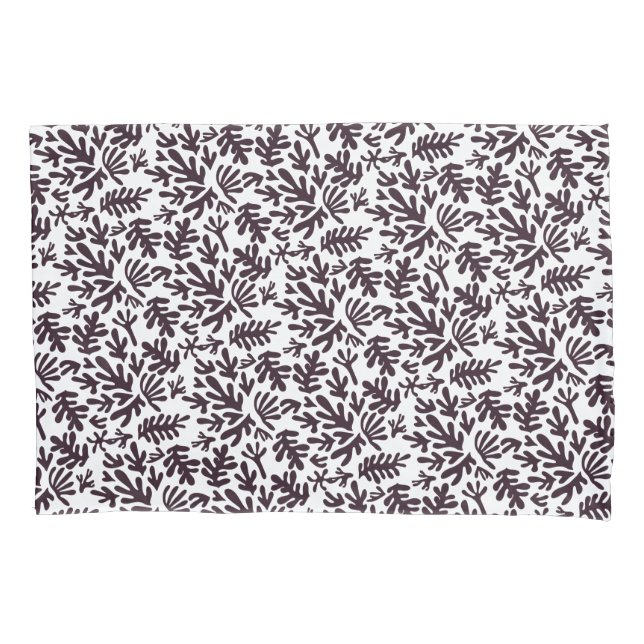 Boho Matisse Botanical Shapes Pattern Black Grey Pillowcase (Front)