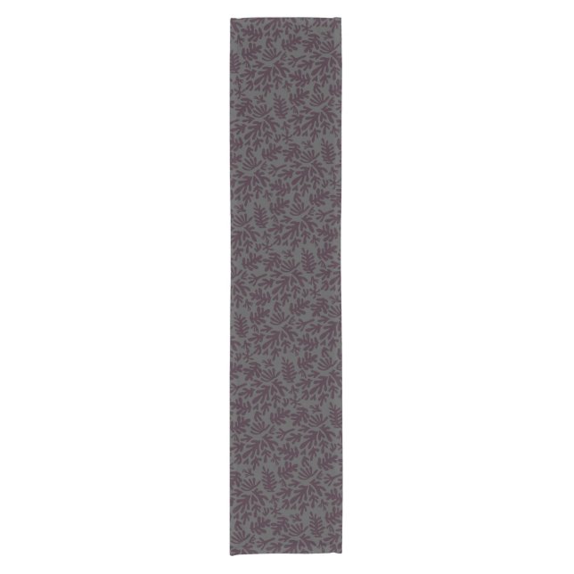 Boho Matisse Botanical Shapes Pattern Black Grey Short Table Runner (Front)