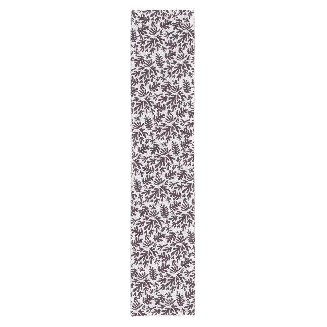 Boho Matisse Botanical Shapes Pattern Black Grey Short Table Runner (Front)