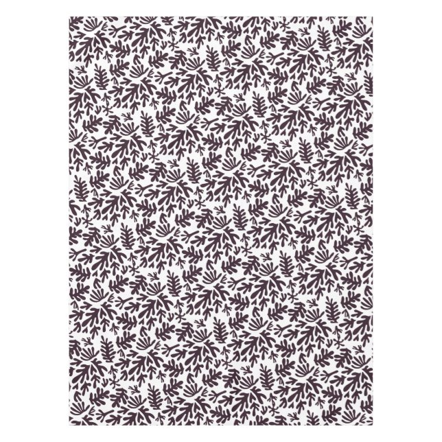 Boho Matisse Botanical Shapes Pattern Black Grey Tablecloth (Front)
