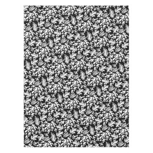 Boho Matisse Botanical Shapes Pattern Black White Tablecloth