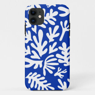 Boho Matisse Botanical Shapes Pattern Blue iPhone 11 Case