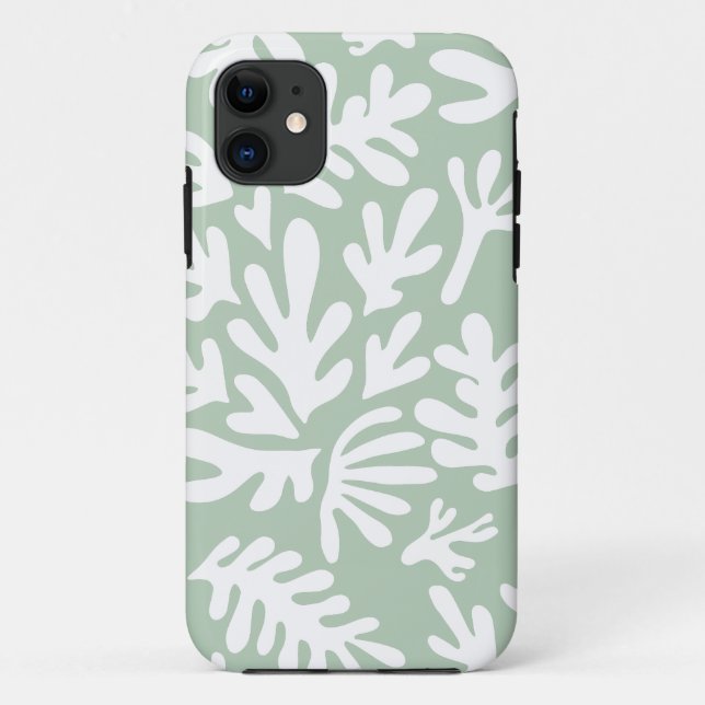 Boho Matisse Botanical Shapes Pattern Green Case-Mate iPhone Case (Back)
