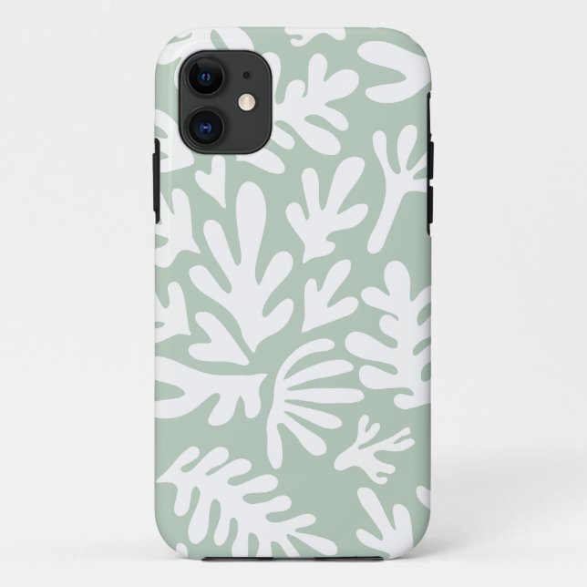 Boho Matisse Botanical Shapes Pattern Green Case-Mate iPhone Case (Back)