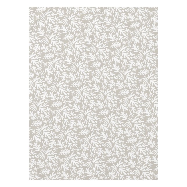 Boho Matisse Botanical Shapes Pattern Grey Tablecloth (Front)