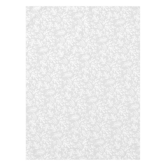 Boho Matisse Botanical Shapes Pattern Grey White Tablecloth (Front)