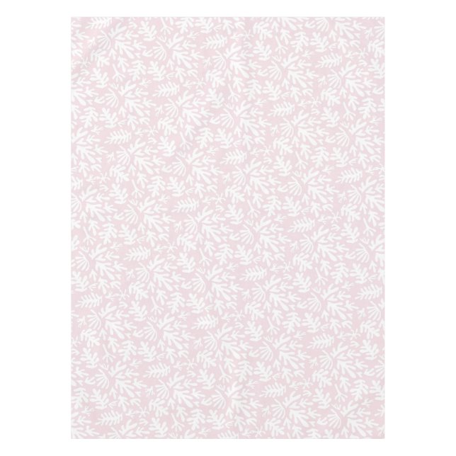 Boho Matisse Botanical Shapes Pattern Pink Tablecloth (Front)