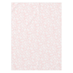 Boho Matisse Botanical Shapes Pattern Pink White Tablecloth