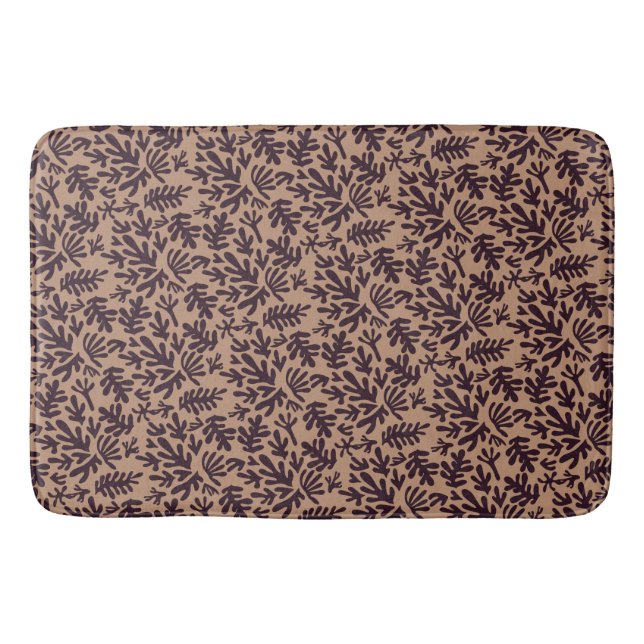 Boho Matisse Botanical Shapes Pattern Terracotta Bath Mat (Front)