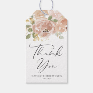Boho Mauve Peach Flowers Birthday Party Thank You Gift Tags