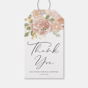Boho Mauve Peach Flowers Bridal Shower Thank You Gift Tags
