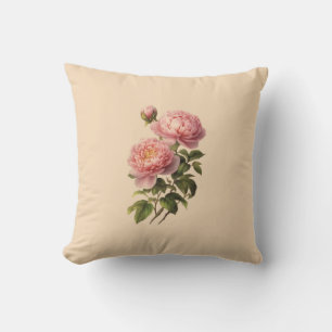 Boho mauve pink green ivory peonies flower throw  cushion