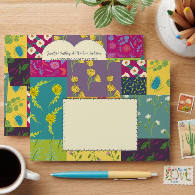Boho Maximalist Patchwork Quilt Envelope (Desk)