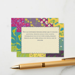 Boho Maximalist Patchwork Quilt Wedding Enclosure Card