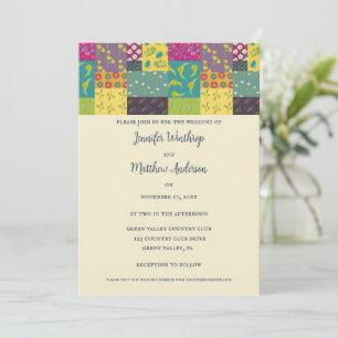 Boho Maximalist Patchwork Quilt Wedding Invitation