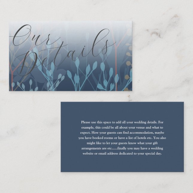 Boho Meadow Grass Blue Wedding Details Enclosure (Front/Back)