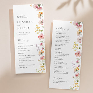 Boho Meadow Wildflower Wedding Program Programme