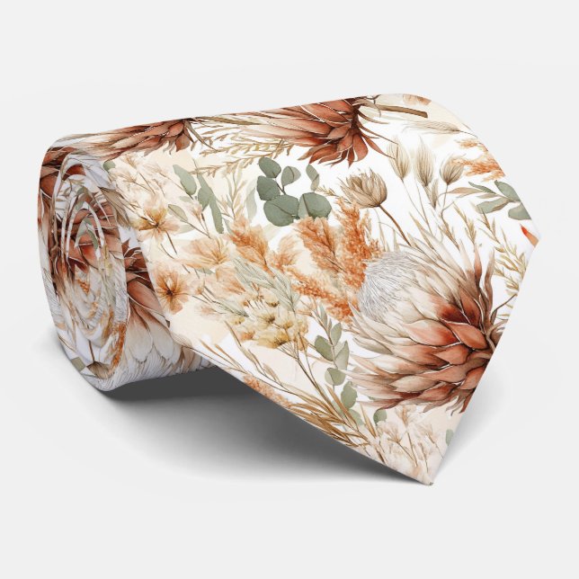 Boho Meadow Wildflowers Neck Tie (Rolled)