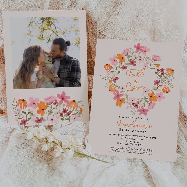 Boho meadow wildflowers photo fall bridal shower invitation (Boho meadow wildflowers photo fall bridal shower invitation)