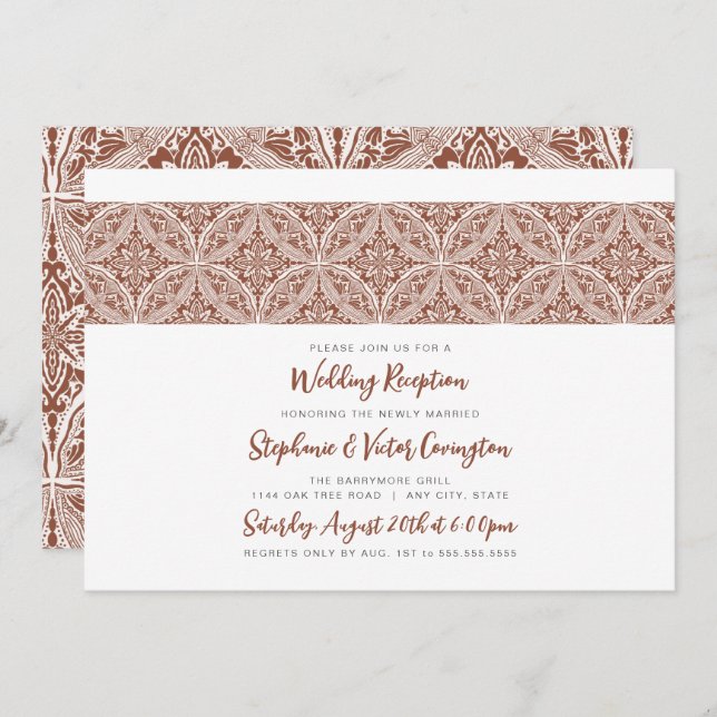 Boho Medallion wedding reception Invitation (Front/Back)