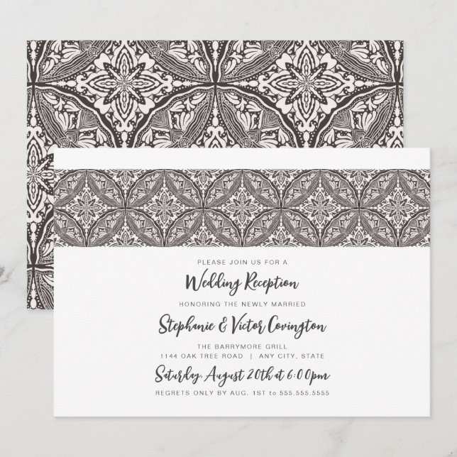 Boho Medallion wedding reception Invitation (Front/Back)
