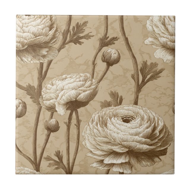Boho Mediterranean Ranunculus  Tiles  (Front)