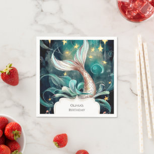 Boho Mermaid Birthday Napkin