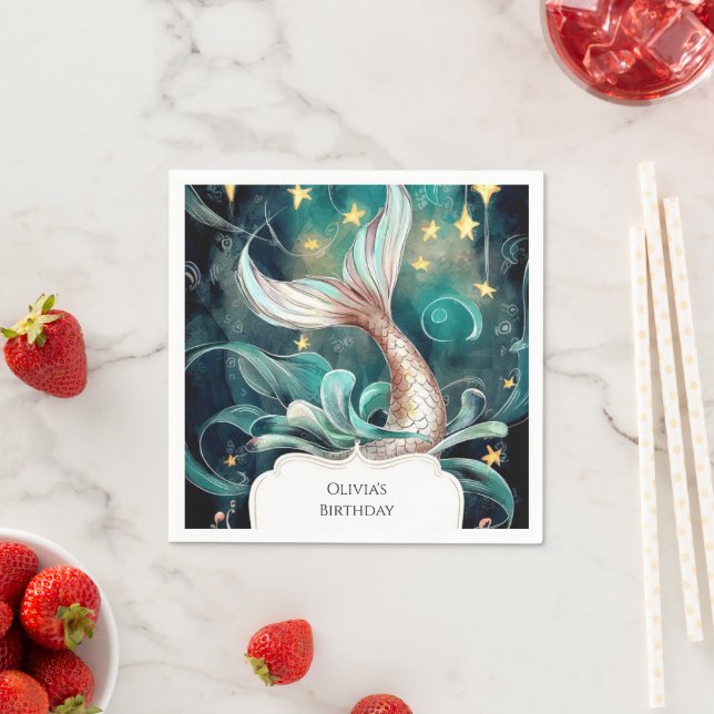 Boho Mermaid Birthday Napkin (Insitu)