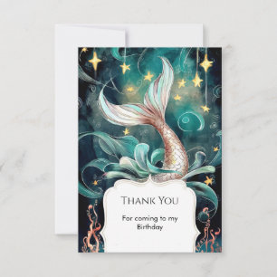 Boho Mermaid Birthday Thank You Card