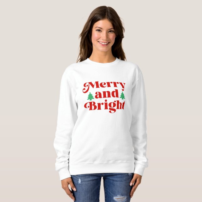 Boho Merry and Bright Christmas Sweatshirt (Front Full)