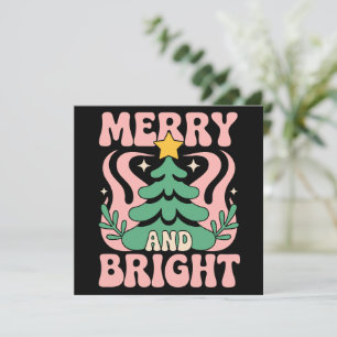 Boho Merry and Bright Personalised Floral Xmas Holiday Card