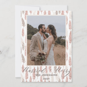 Boho Merry and Married Script Wedding Christmas Thank You Card
