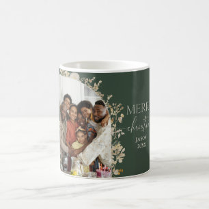 Boho Merry Christmas Family Photo Name Mug