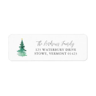 Boho Merry Christmas Watercolor Tree Address