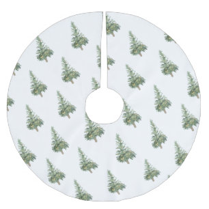 Boho Merry Christmas Watercolor Tree Brushed Polyester Tree Skirt