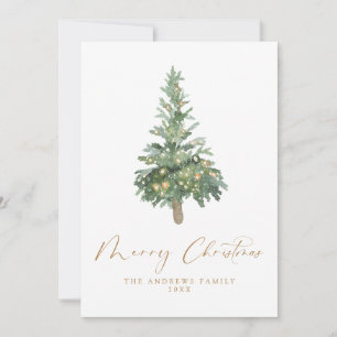 Boho Merry Christmas Watercolor Tree Non-Photo Holiday Card