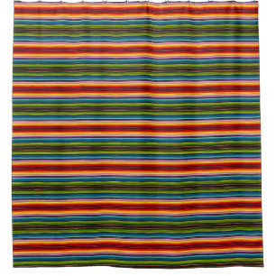Boho Mexican Serape Stripes Psychedelic Boho Shower Curtain