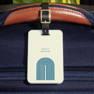 Boho Mid Century Blue Arch Line Luggage Tag